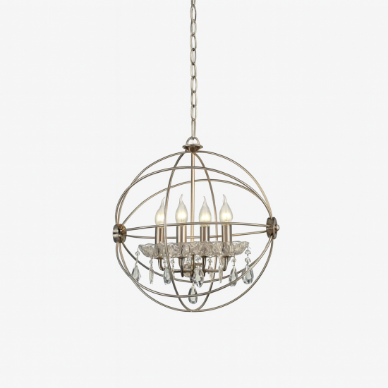ACA LIGHTING PENDEL CATANIA 4XΕ14 CHROME METAL, CRYSTAL AD15004