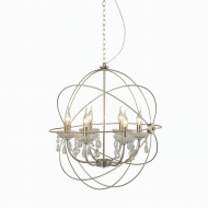 ACA LIGHTING PENDEL CATANIA 6XΕ14 CHROME METAL, CRYSTAL AD15006