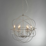 ACA LIGHTING PENDEL CATANIA 6XΕ14 CHROME METAL, CRYSTAL AD15006