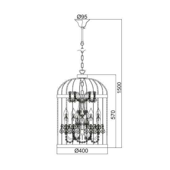 ACA LIGHTING LAMPĂ PENDANTĂ MICK METAL+CRISTAL 5XE14 AD90275