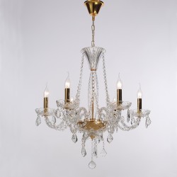 ACA LIGHTING ПОЛИЛЕЙ LILIUM 6ХΕ14 ЗЛАТО КРИСТАЛ ПРОЗРАЧЕН BLK80046PCG