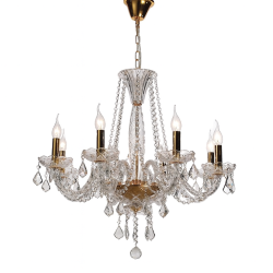 ACA LIGHTING ПОЛИЛЕЙ LILIUM 8ХΕ14 ЗЛАТО КРИСТАЛ ПРОЗРАЧЕН BLK80048PCG