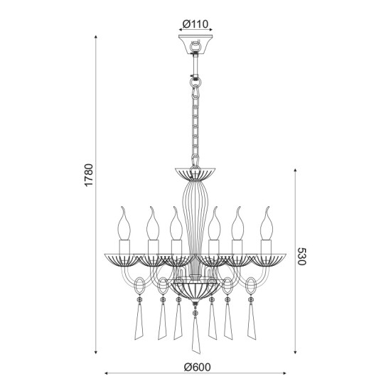 ACA LIGHTING CANDELEU VIOLET 6X14 CRISTAL TRANSPARENT BLK80286PCC