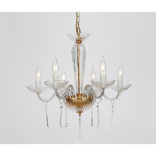 ACA LIGHTING CHANDELIER VIOLET 6XΕ14 CRYSTAL TRANSPARENT BLK80286PCG