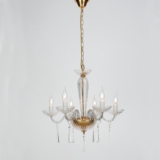ACA LIGHTING CHANDELIER VIOLET 6XΕ14 CRYSTAL TRANSPARENT BLK80286PCG