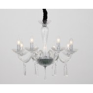 ACA LIGHTING CHANDELIER VIOLET 8XΕ14 CRYSTAL TRANSPARENT BLK80288PCC