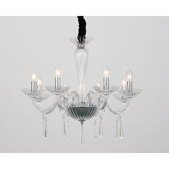 ACA LIGHTING CHANDELIER VIOLET 8XΕ14 CRYSTAL TRANSPARENT BLK80288PCC