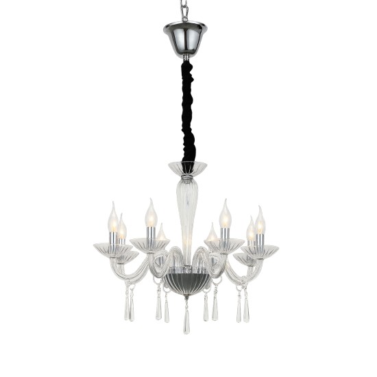ACA LIGHTING CHANDELIER VIOLET 8XΕ14 CRYSTAL TRANSPARENT BLK80288PCC