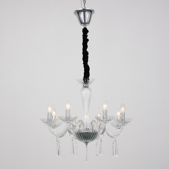 ACA LIGHTING CHANDELIER VIOLET 8XΕ14 CRYSTAL TRANSPARENT BLK80288PCC