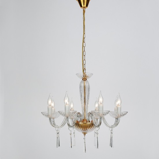 ACA LIGHTING ПОЛИЛЕЙ VIOLET 8ХΕ14 ЗЛАТО КРИСТАЛ ПРОЗРАЧЕН BLK80288PCG