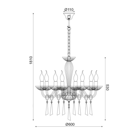 ACA LIGHTING ПОЛИЛЕЙ VIOLET 8ХΕ14 ЗЛАТО КРИСТАЛ ПРОЗРАЧЕН BLK80288PCG