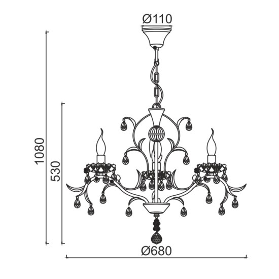 ACA LIGHTING CHANDELIER SARDINIA 3ХЕ14 ANTIQUE/RUST DL9343PWG