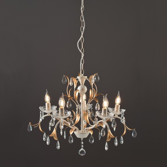 ACA LIGHTING ПОЛИЛЕЙ SARDINIA 5ХΕ14 АНТИЧНО БЯЛО/ЗЛАТО DL9345PWG