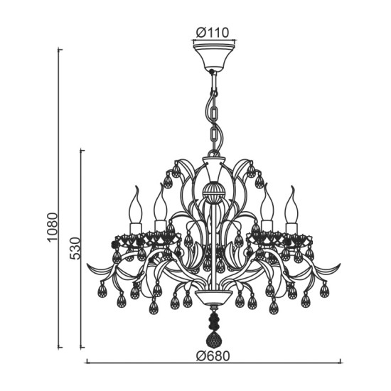 ACA LIGHTING ПОЛИЛЕЙ SARDINIA 5ХΕ14 АНТИЧНО БЯЛО/ЗЛАТО DL9345PWG