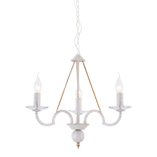 ACA LIGHTING CHANDELIER GEISHA 3XE14 ANTIQUE WHITE, CRYSTAL DL9363PWG
