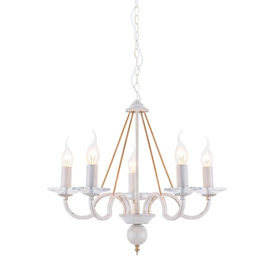 ACA LIGHTING CHANDELIER GEISHA 5XE14 ANTIQUE WHITE, CRYSTAL DL9365PWG