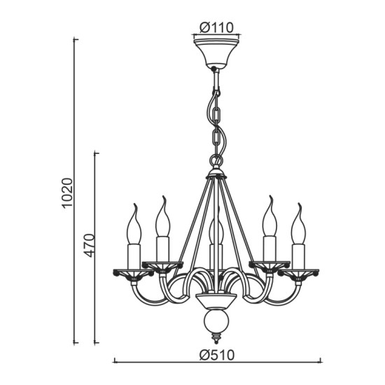 ACA LIGHTING CHANDELIER GEISHA 5XE14 ANTIQUE WHITE, CRYSTAL DL9365PWG