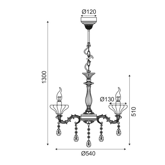 ACA LIGHTING CHANDELIER FABERGE 3XΕ14 BRONZE,CRYSTAL DLA12153P