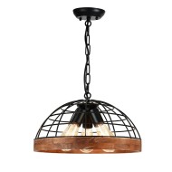 ACA LIGHTING PENDANT TESLA 3xE27 WOOD + BLACK EG843P40B