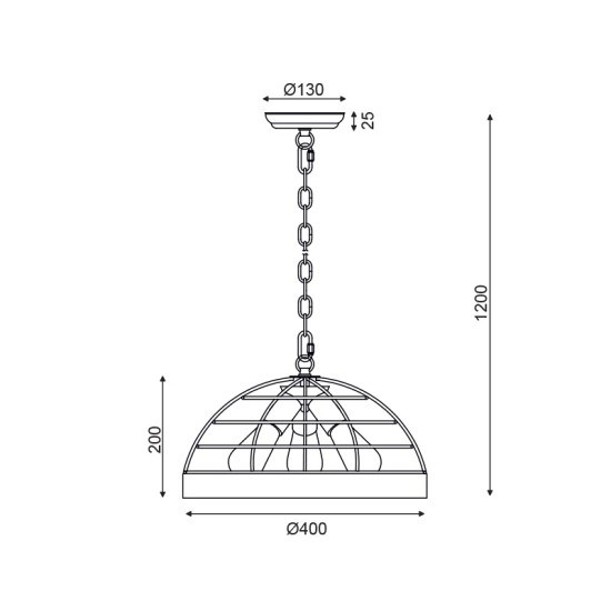 ACA LIGHTING PENDANT TESLA 3xE27 WOOD + BLACK EG843P40B