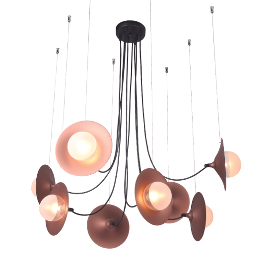 ACA LIGHTING LUSTRAR HYDRA 8XG9 COPPER/BLACK METAL HL4308P81BC