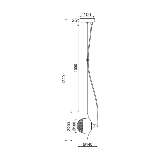 ACA LIGHTING PENDANT LAYLA 1XG9 BRASS HL4321P23BB