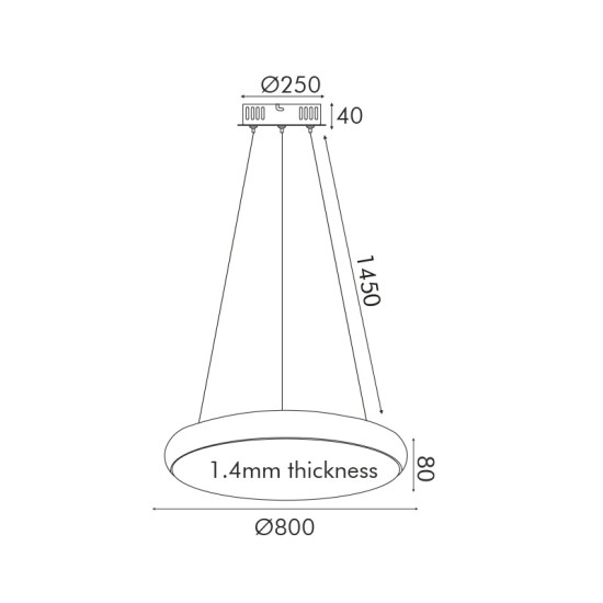 ACA LIGHTING PENDULE LED KALLISTA 70W CCT 5600lm Ф70 METAL/PVC NEGRU HM27LEDP80BKCCT