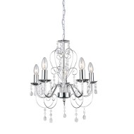 ACA LIGHTING CHANDELIER DUMAS 5XΕ14 CHROME METAL, CRYSTAL ACRYLIC SF63185
