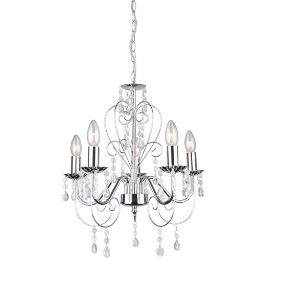 ACA LIGHTING CHANDELIER DUMAS 5XΕ14 CHROME METAL, CRYSTAL ACRYLIC SF63185