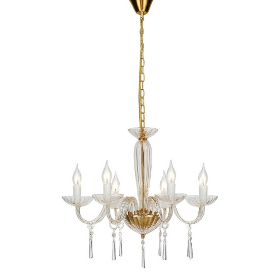 ACA LIGHTING CHANDELIER VIOLET 6XΕ14 CRYSTAL TRANSPARENT BLK80286PCG