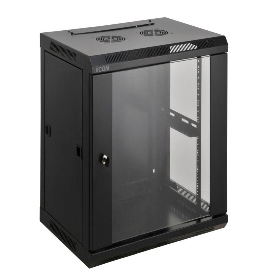 RACK 19" КОМУНИКАЦИОНЕН ШКАФ СТЕНЕН СТЪКЛЕНА ВРАТА 15U W600/D450/H770