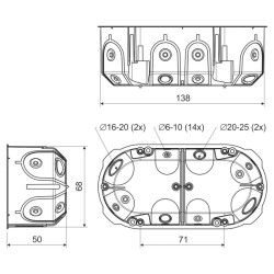 KOPOS KOLIN  DOUBLE  JUNCTION BOX KPL64-50/2LD FOR HOLLOW WALLS