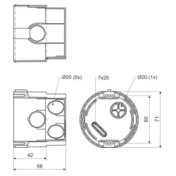 KOPOS KOLIN CONSOLE BOX FOR PLASTER/BRICK Ф73/66 KPR68 KA