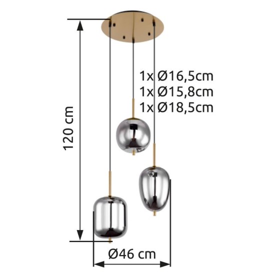 GLOBO PENDUL BLACKY I 15345-3MM