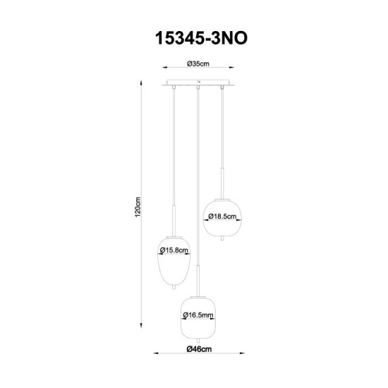GLOBO PENDANT LAMP BLACKY I 15345-3NO