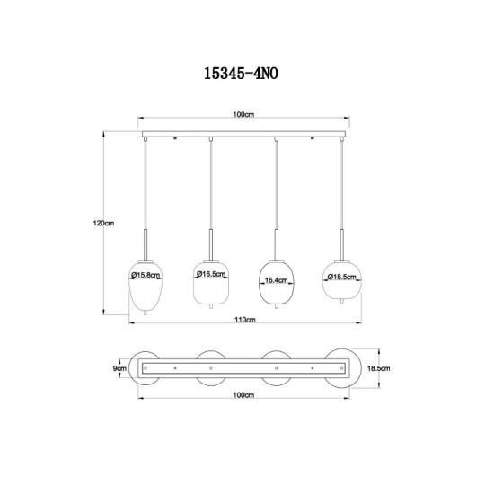 GLOBO PENDUL BLACKY 15345-4NO