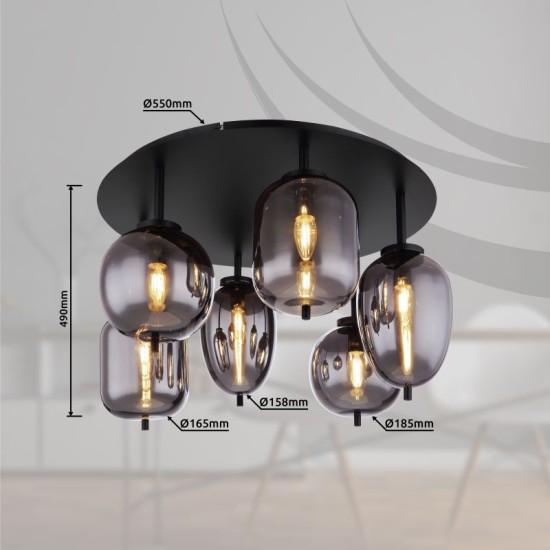 GLOBO CEILING LAMP BLACKY  15345-6D