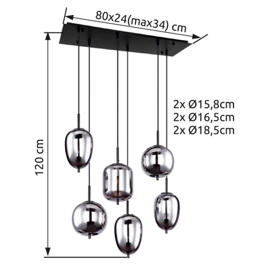 GLOBO PENDANT CHANDELIER BLACKY  15345-6