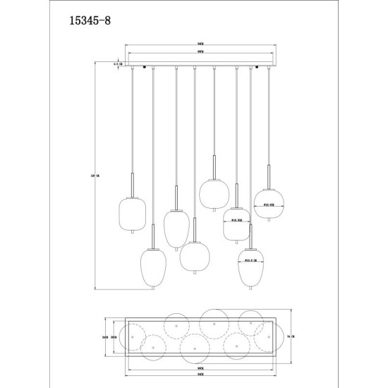 GLOBO PENDUL CANDELABRU BLACKY 15345-8MM