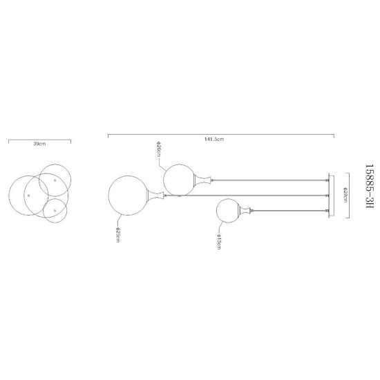 GLOBO CEILING LAMP DALTON 15885-3H