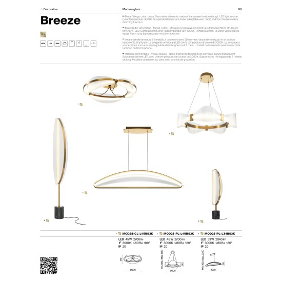 MAYTONI LAMPĂ DE PODEAR LED BREEZE 33W 3000K 1980Lm ALAMA 78370