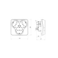 ATRA CLASSIC WHITE TRIPLE SOCKET 5311