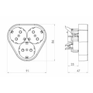 ATRA CLASSIC WHITE TRIPLE SOCKET 5301