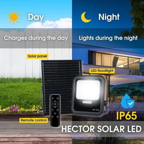 VIVALUX PROFECT LED CU PANOU SOLAR HECTOR SOLAR LED 50W  6400K  IP65