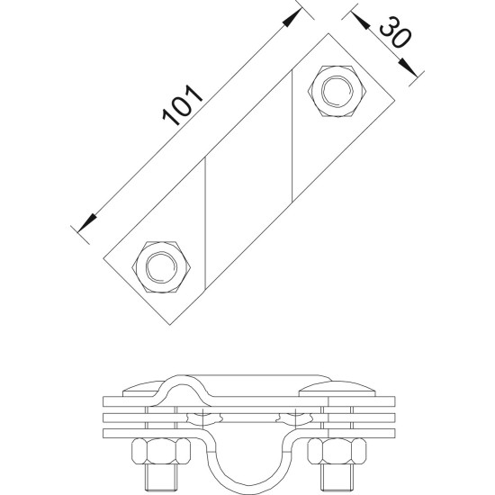 OBO BETTERMANN TERMINAL, CONNECTING CLAMP RAIL 40X4-ROD Ф20mm-CONDUCTOR Ф8 FT 5001641