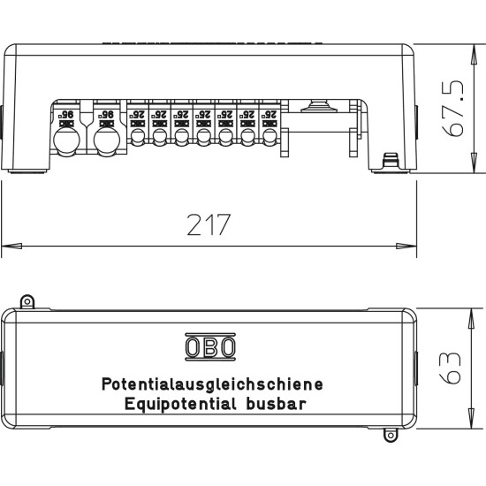 OBO BETTERMANN ШИНА ЗА ИЗРАВНЯВАНЕ НА ПОТЕНЦИАЛИТЕ 1801 VDE 5015650