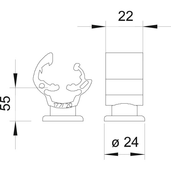 OBO BETTERMANN ДЪРЖАЧ-КЛИПС ЗА ПРОВОДНИК  55mm Rd 8–10 mm 5207487