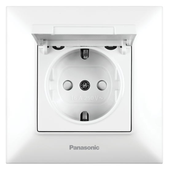 PANASONIC ARKEDIA WHITE SINGLE SOCKET WITH LID SAFETY SHUTTER
