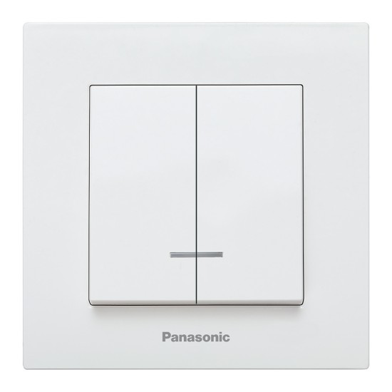 PANASONIC KARRE PLUS WHITE ONE WAY 2 GANG ILLUMINATED SWITCH