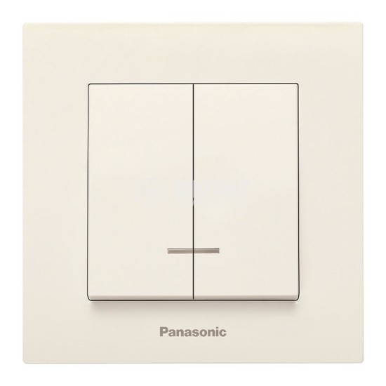 PANASONIC KARRE PLUS CREAM ONE WAY 2 GANG ILLUMINATED SWITCH